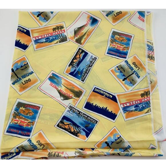 Jo-Ann Other - JoAnn Fabrics Yellow Hotels of the World Fabric 5 yards Beaches Italy Spain Japa